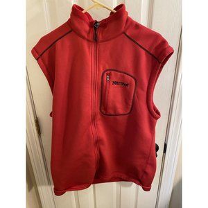 Marmot Men's Sz Medium M Red Full Zip Fleece Vest 3 pocket